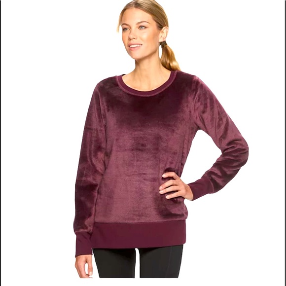 Gaiam pullover  faux fur feeling fabric wine colour sweatshirt size extra large - Picture 1 of 13